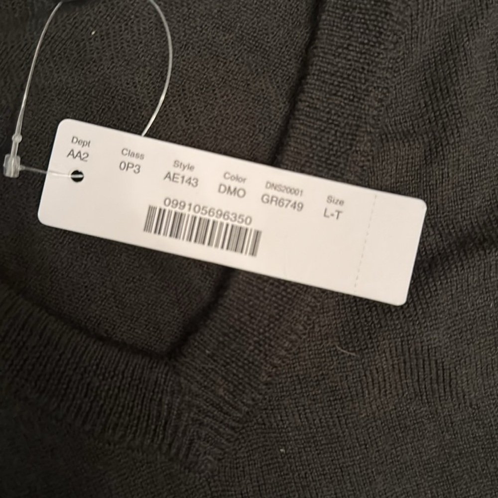 Men's J Crew Olive Green Sweater 100% merino wool v-neck, NWT. Size LT - Picture 3 of 3